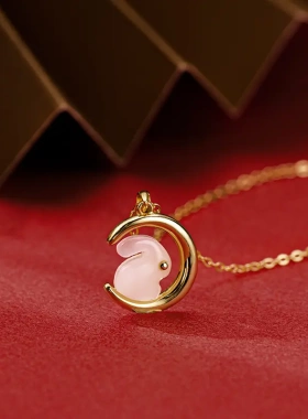 s925银玉兔项链女高级感轻奢小众新款兔年本命年毛衣链配饰