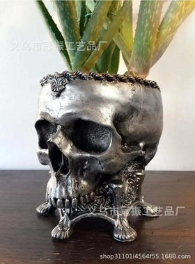 鱼花盆心脏花盆骷髅花盆树脂摆件 居家装饰花盆园艺