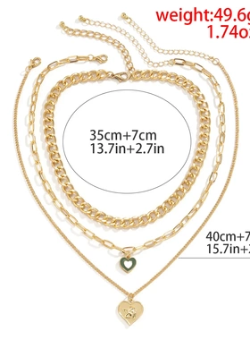 欧美饰品 简约金属天使桃心吊坠项链 复古滴油心形锁骨项饰女