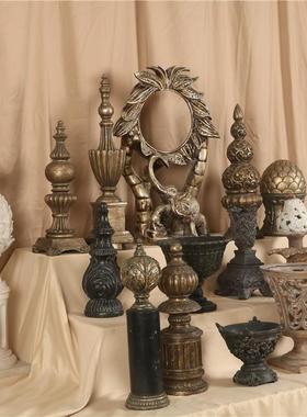 欧式轻奢风复古民宿树脂桌面摆件烛台餐厅家居玄关陈设装饰品摆设