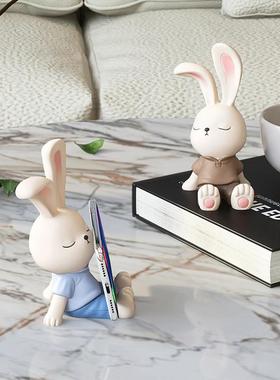 可爱兔子手机架懒人支架书桌办公室桌面工位装饰摆件毕业生日礼物