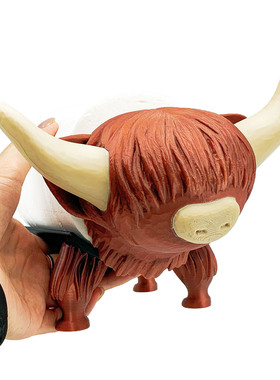 3D打印仿真高地牛模型创意搞怪高地牛卷纸器模型摆件家居实用摆件