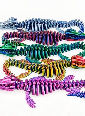 3D打印仿真动物恐龙模型创意骷髅沧龙模型玩具夜市摆摊爆款摆件