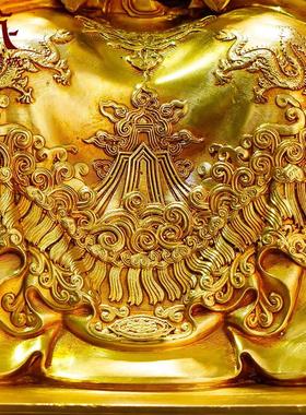 精工铜《龙五爷》彩绘面部全鎏金室内《广济龙王》坐像摆件