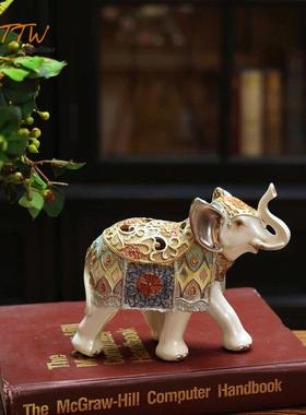 吉祥大号小号大象创意摆件客厅桌面玄关电视柜酒柜轻奢手工装饰