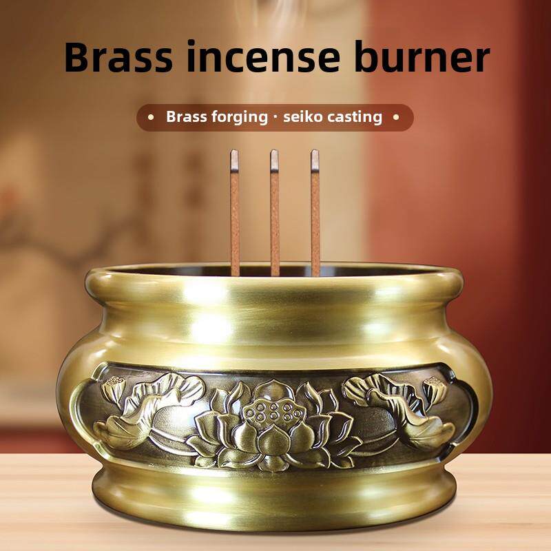 黄铜香炉家用室内香炉插入香佛大宣德香炉檀香木香炉香线香炉 - 图0
