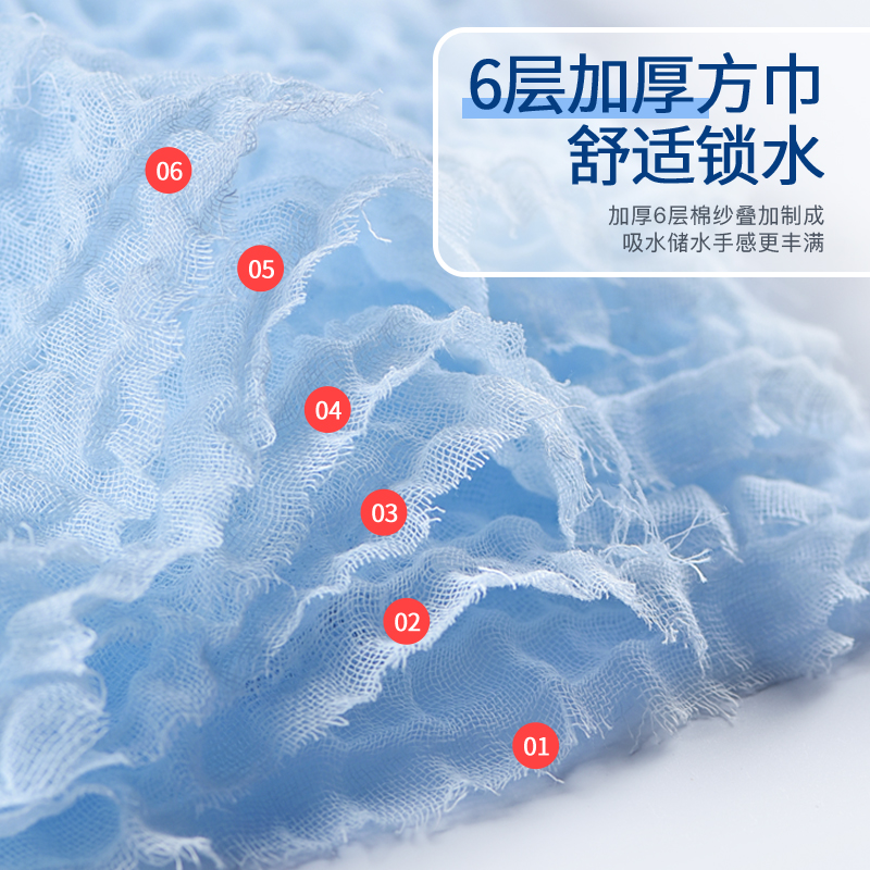 植护旗舰店婴儿纱布方巾6条【体验装】婴儿口水巾儿童新生儿宝宝洗脸小方巾2