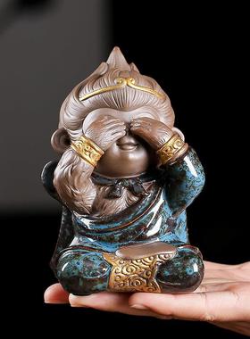 创意陶瓷四不猴猴子家居摆饰客厅办公室装饰品孙悟空不说不听