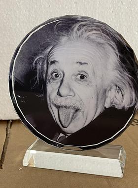 居里夫人/牛顿/爱因斯坦/雨果画像水晶摆件工艺品名人励志礼品