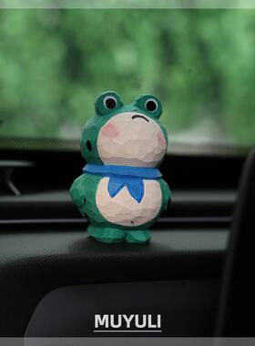 手工木雕网红卖崽青蛙摆件礼品手作礼物创意可爱木质网红生日礼物