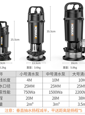 潜水泵水泵家用吸水小型抽水泵220v泥浆污水泵抽粪农用灌溉排污泵