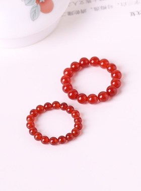 天然红玛瑙戒指女秋冬适合手粗的大码胖手转运珠聚财脚趾红色水晶