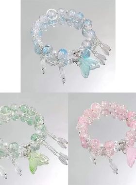 2025新款炫彩水晶串珠鱼尾手链甜美百搭超仙水晶闺蜜手串送女友