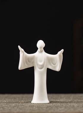 中式佛系人物小摆件 创意国风迷你禅意桌面造景装饰品 微景观配件