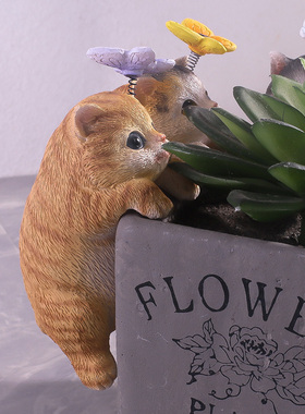 可爱小猫花园花盆挂件户外院子阳台造景小饰品挂饰橘猫咪花架装饰