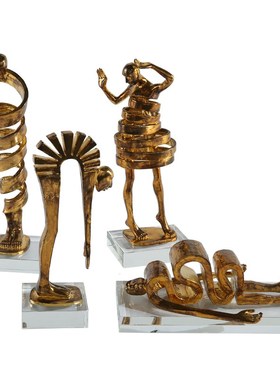 水晶底座金属抽象人物雕塑摆件 客厅电视柜装饰创意家居工艺礼品