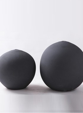 景德镇创意陶瓷圆形花瓶摆件样板间酒店客厅家居装饰品干花插花器