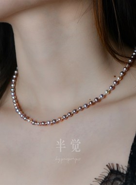 半觉4.5/5草莓甜心糖果配色金属色绝美满天星淡水百搭珍珠项链