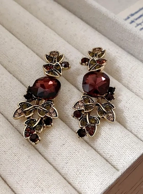 复形树叶镶钻项链宫廷风高级感锁骨链时尚中古vinta饰品女