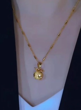 金色钛钢苹果锁骨链女款轻奢