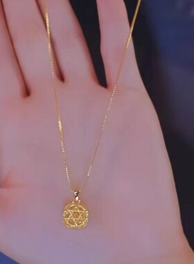 精致女新款金色拉丝方糖吊坠项链