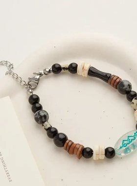 一穿心情侣串珠手链民族风小众设计感个性时尚复古手饰百搭手串