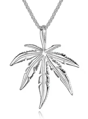 钛钢枫叶男士项链 摇滚铸造不锈钢叶子吊坠男士挂件配饰