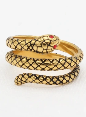 r1643 欧美个性复古蛇男士钛钢戒指 饰品