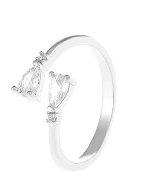 欧美ins简约水滴锆石开口戒指 时尚轻奢小众设计水晶结食指戒