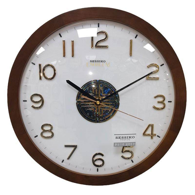 新中式高档实木客厅挂钟高级感家用时尚挂墙时钟表轻奢石英钟静音,淘宝优惠券,粉丝福利购,淘宝优惠卷