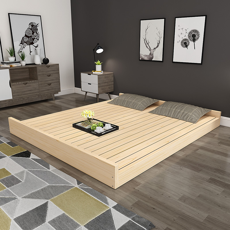 实木硬床板1.8米木板地台单人1.5双人硬板床垫护腰榻榻米排骨架子 - 图3