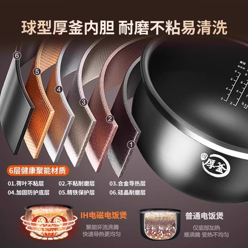 苏泊尔电饭煲家用IH立体加热4L大容量多功能智能预约SF40HC1866 - 图2