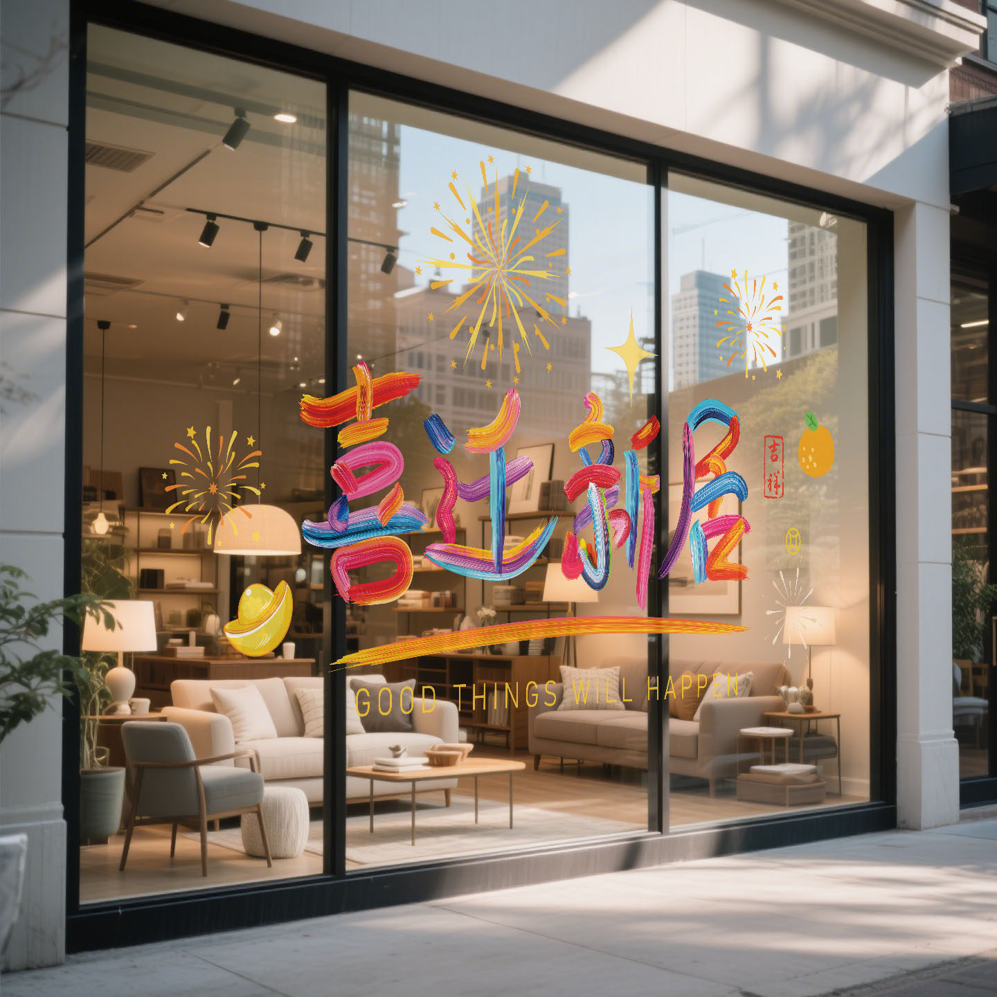 乔迁之喜入宅门落地窗橱窗气氛装饰窗花新居喜庆飘带静电玻璃贴纸,淘宝优惠券,粉丝福利购,淘宝优惠卷