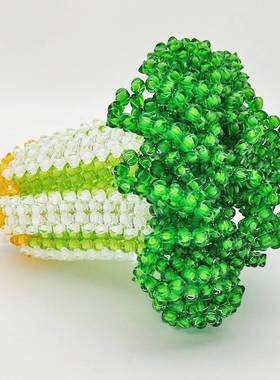 手工串珠玉白菜成品摆件酒柜客厅玄关创意中国结五帝钱居家饰品