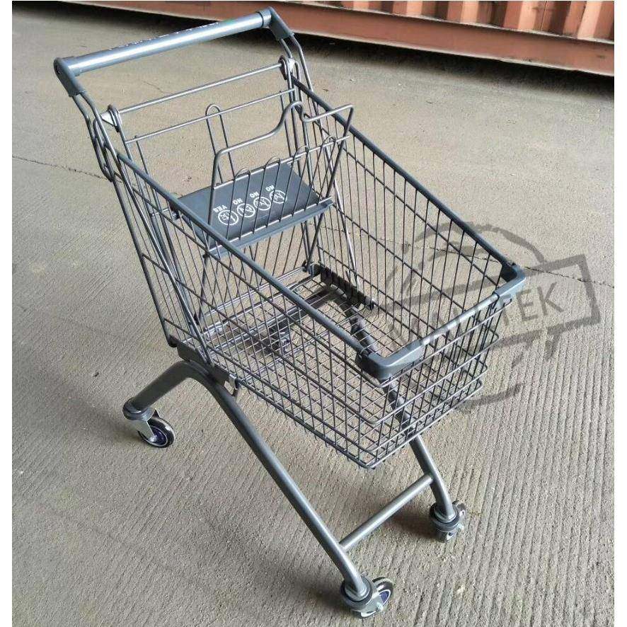 供应80L欧式手推车带凳手推车超市购物车商场手推车金属购物车,淘宝优惠券,粉丝福利购,淘宝优惠卷