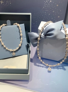 HEFANG气泡方糖项链女双层耳环耳钉何方锁骨链轻奢优雅高级感礼物