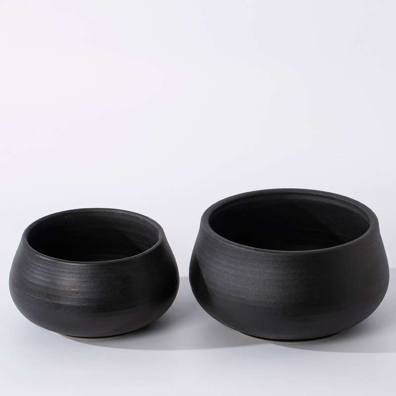 简约陶瓷桌面矮脚托盘花盆微景观仿真松树盆栽家居前台装饰软装瓶 - 图0