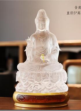 琉璃祥云观音佛像摆件高度21.5厘米禅意观音菩萨供奉中式佛堂家用