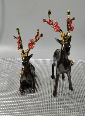 黄铜梅花鹿福鹿摆件卧鹿聚宝鹿客厅酒柜装饰简约创意家居工艺礼品
