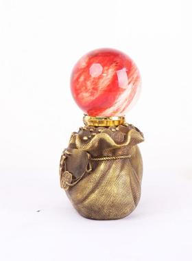 杨铜记铜 福袋金蟾 摆件水晶球金蟾 工艺礼品摆件 福到金蟾