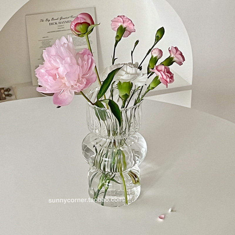 ins风黑色玻璃花瓶北欧简约客厅餐桌鲜花水养透明插花瓶装饰摆件,淘宝优惠券,粉丝福利购,淘宝优惠卷