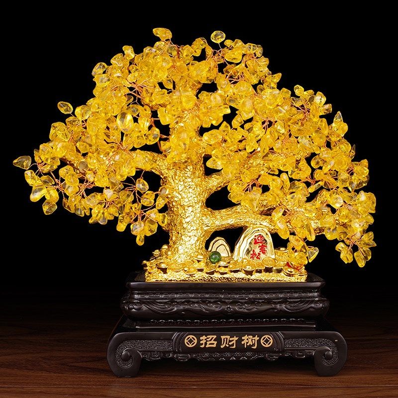 水晶发财树招财树摆件摇钱树聚宝盆金蟾公司店铺酒柜装饰开业礼品,淘宝优惠券,粉丝福利购,淘宝优惠卷