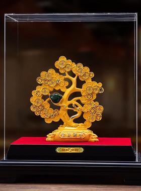 绒沙金发财树摆件工艺品招财摇钱树客厅酒柜装饰送礼开业乔迁礼物