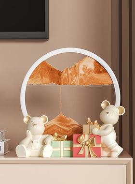 暴力熊流沙画解压沙漏摆件高级感创意生日礼物客厅玄关酒柜装饰品