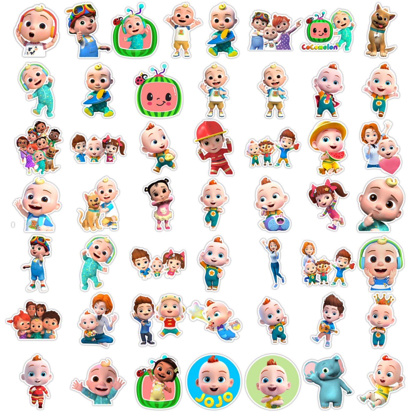 100张cocomelon jojo萌趣可爱小孩英语早教儿童奖励行李箱手机防水装饰贴纸涂鸦卡通平板滑板动漫iPad不留胶,淘宝优惠券,粉丝福利购,淘宝优惠卷