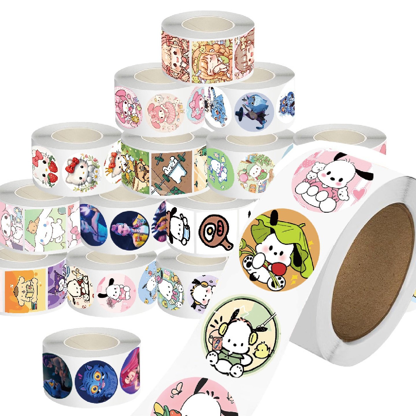 500张每卷卷卷贴拉布布LABUBU玩偶猎魔女团大合集可爱卡通封口标签贴纸装饰笔记本手账本礼品袋文具防水贴画,淘宝优惠券,粉丝福利购,淘宝优惠卷