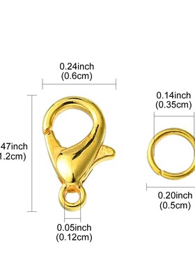 链子扣环12mm金银色龙虾扣圆形开口圈连接扣DIY手链项链配件材料
