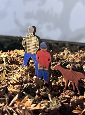 [随地大小便]趣味盆栽木质插牌 父亲儿子狗狗庭院家居花盆装饰