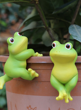 花园杂货 盆景小摆件装饰品园艺摆件创意挂盆小兔子卡通动物摆件