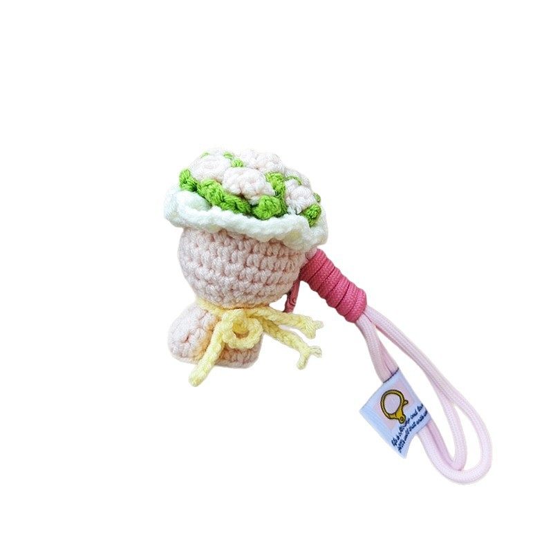 手工编织花束小挂件成品钥匙扣 针织毛线迷你钩织手捧 花毕业礼品,淘宝优惠券,粉丝福利购,淘宝优惠卷